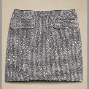 Elegant Silver Sequin Skirt